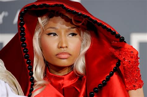 Nicki Minaj red hooded